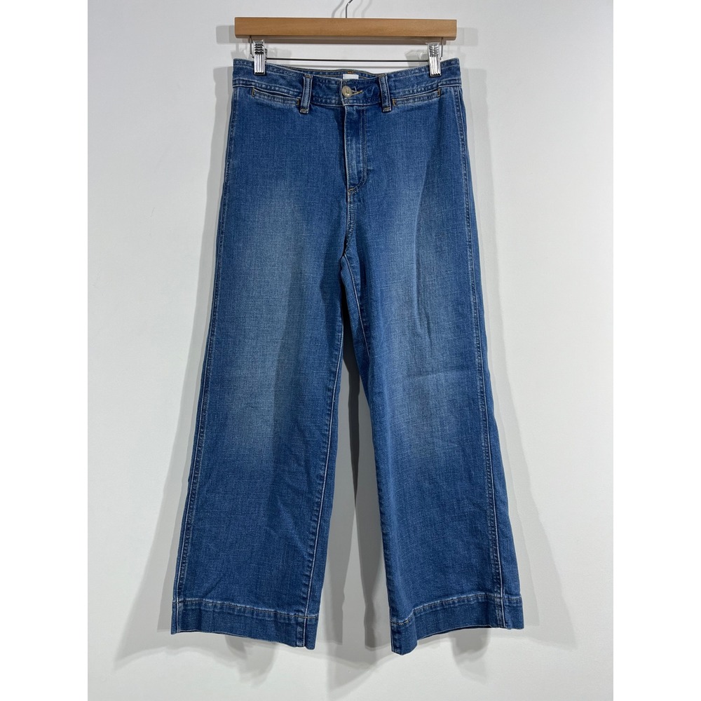 Gap High Rise Wide Leg Crop Jeans Medium Wash Denim Women 4 27 Retro 70s Granola